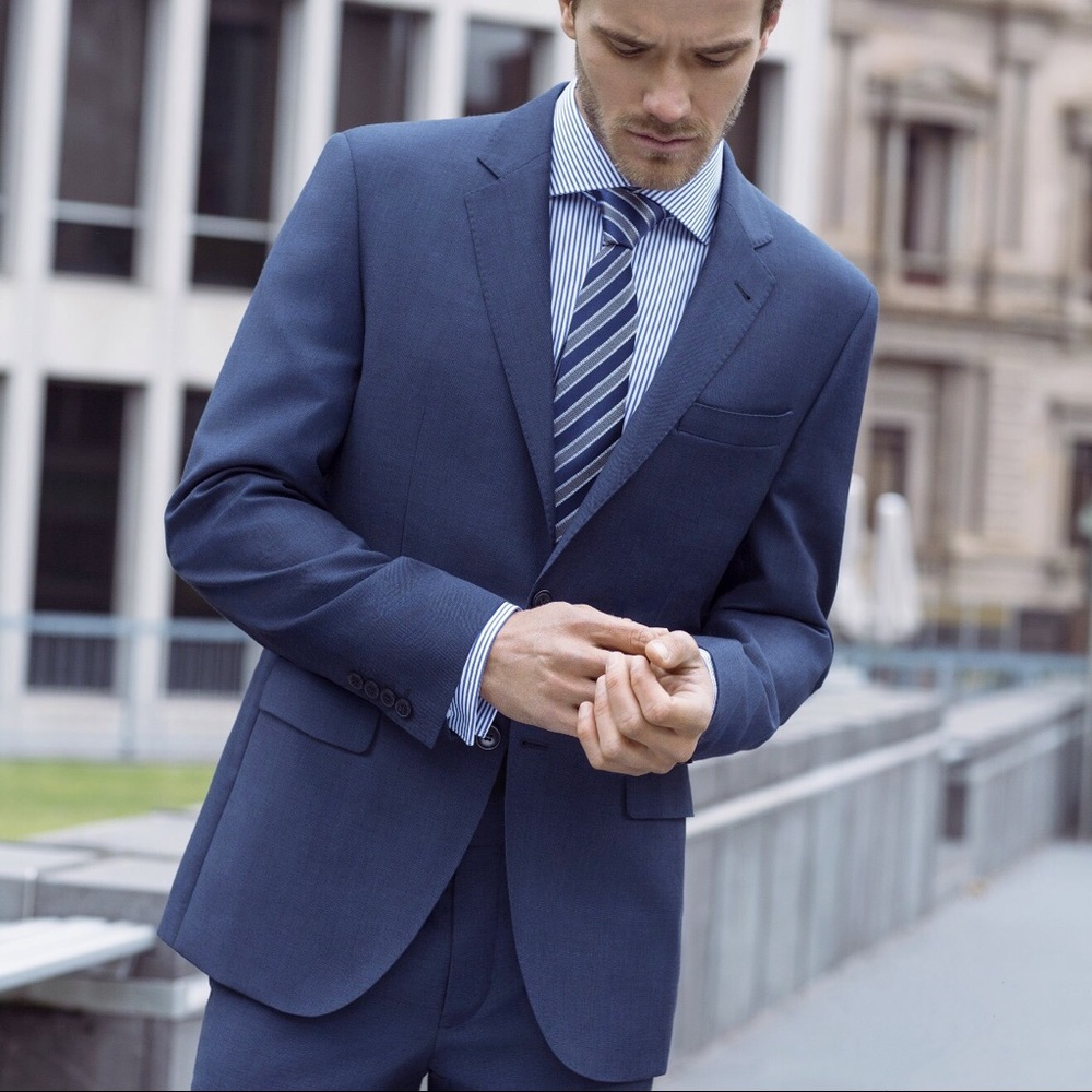 4XL Blue Houndstooth Cambridge Suit - The Macky Fit
